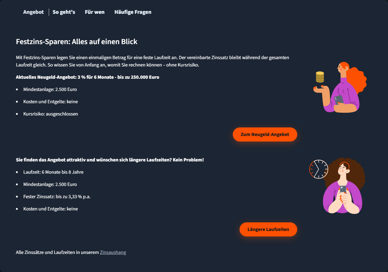 Norisbank Festgeld Konditionen, Stand August 2026